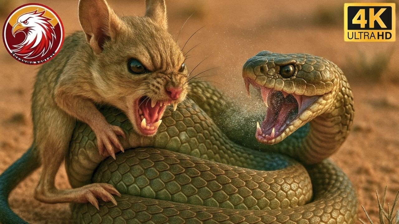 Attaque du kangourou du désert et du serpent venimeux 