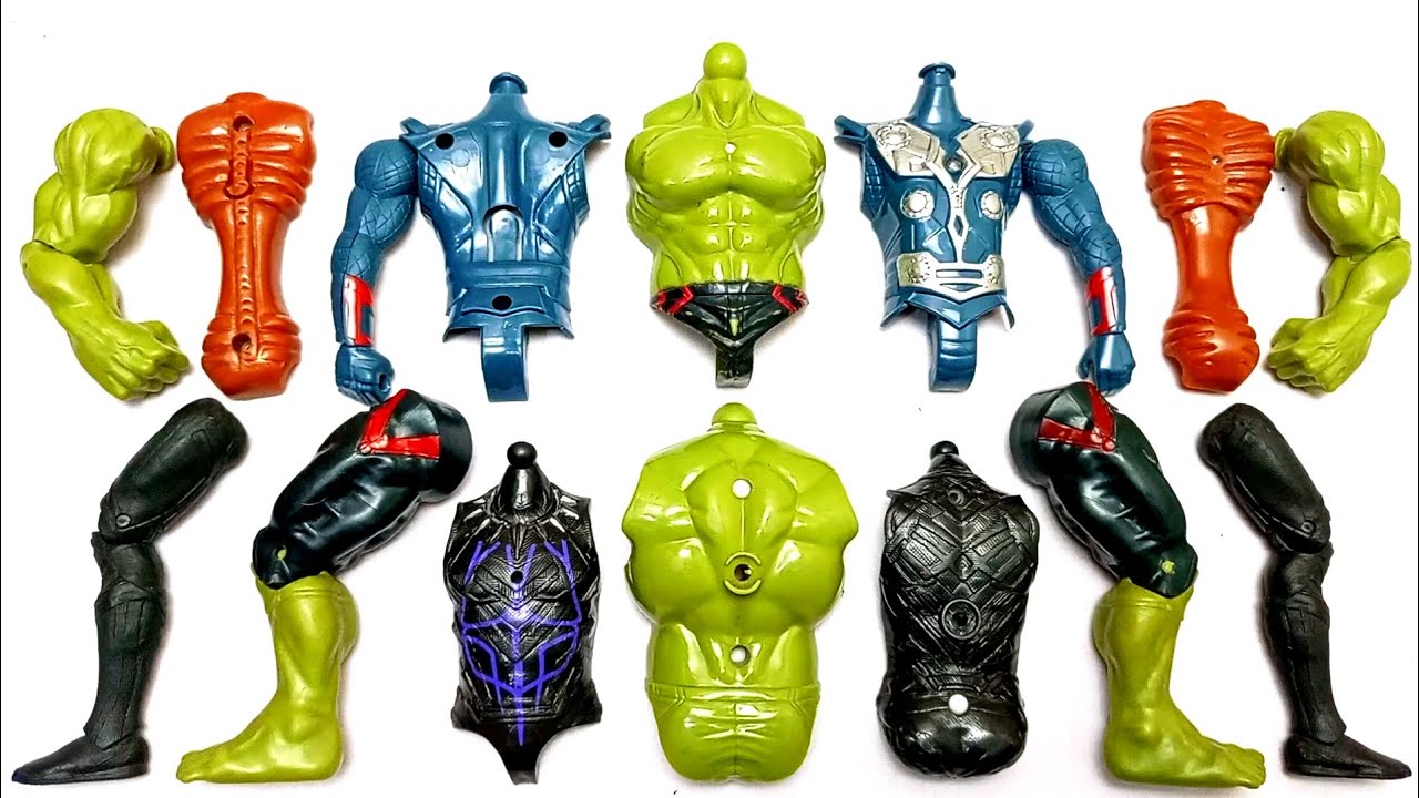 MARVEL'S SUPERHERO TOYS THOR HULK BLACK PANTHER AND SIREN HEAD AVENGERS ASSEMBLE TOYS 