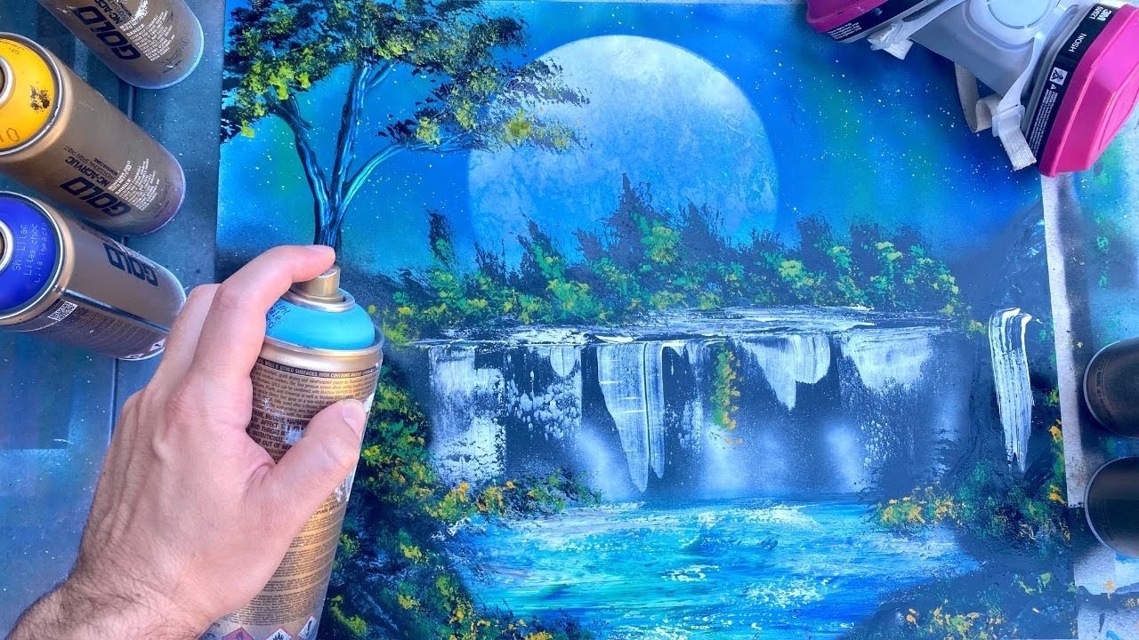 Spray Paint Art Tutorial: Waterfalls and Forests