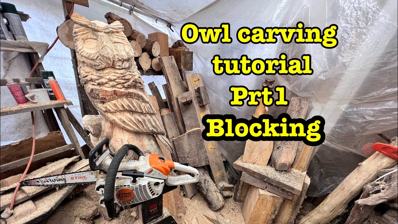 Step by Step chainsaw carving an Owl prt1