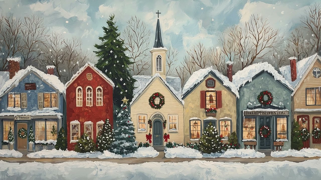 Vintage Christmas TV Art 🎄🎅 Cozy Festive Ambience with Candles, Snow, and Vintage Christmas Decor