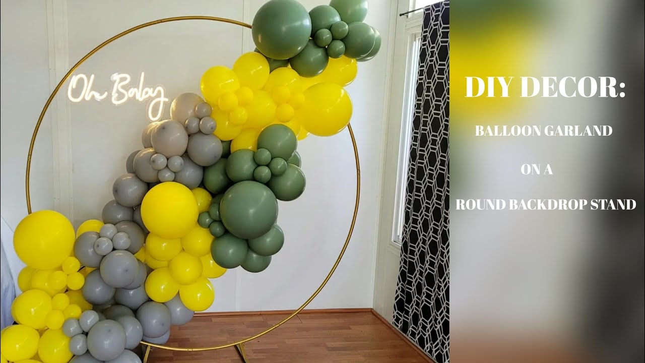 DIY DECOR: Balloon Garland on Round Backdrop Stand/Lemon Themed Table Setting