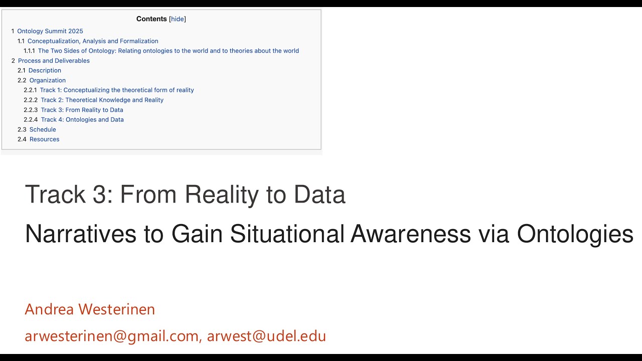 Andrea Westerinen presented Narratives to Gain Situational Awareness via Ontologies