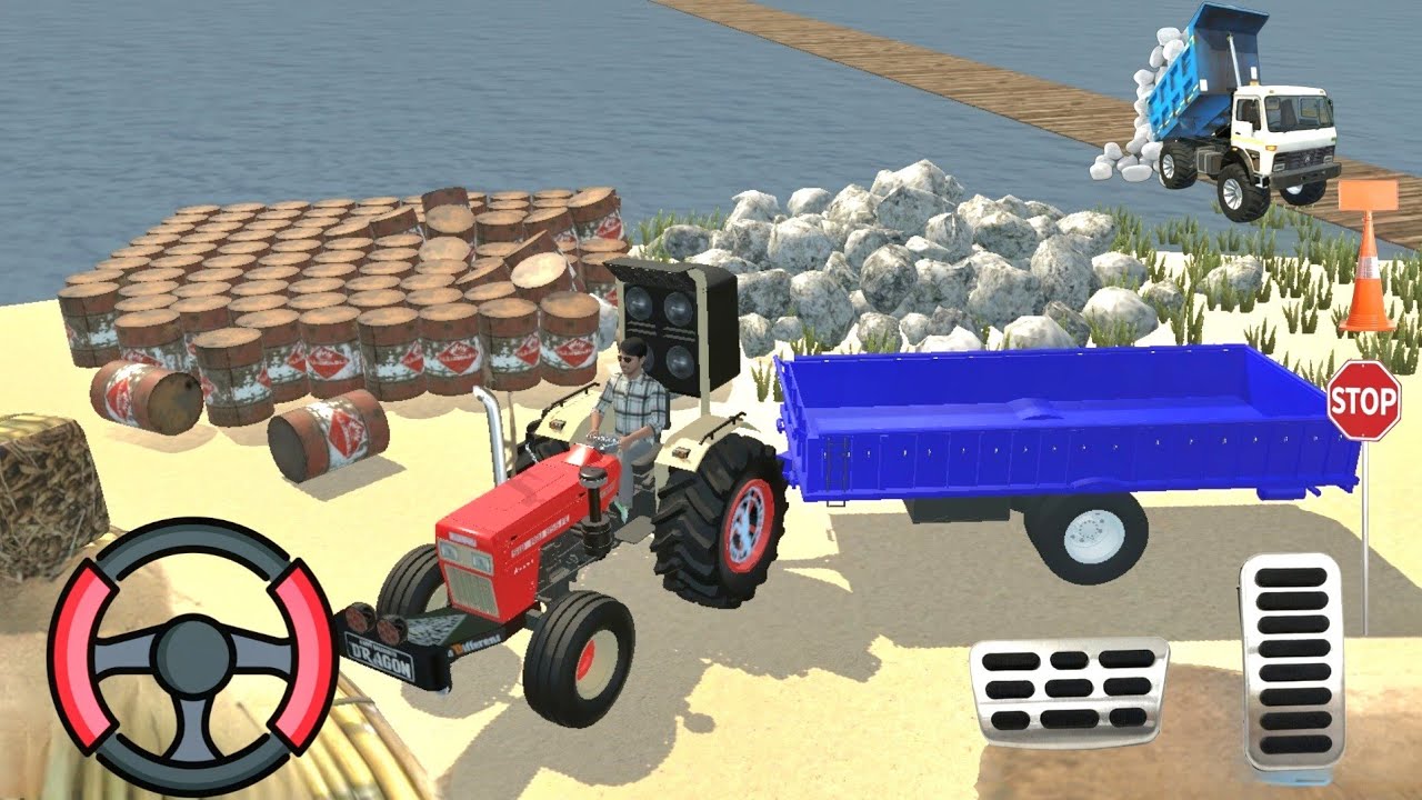 Drive JCB and Uploading Stone From Dumper Truck in Game#truck #jcb#tractor #dumper#games swaraj