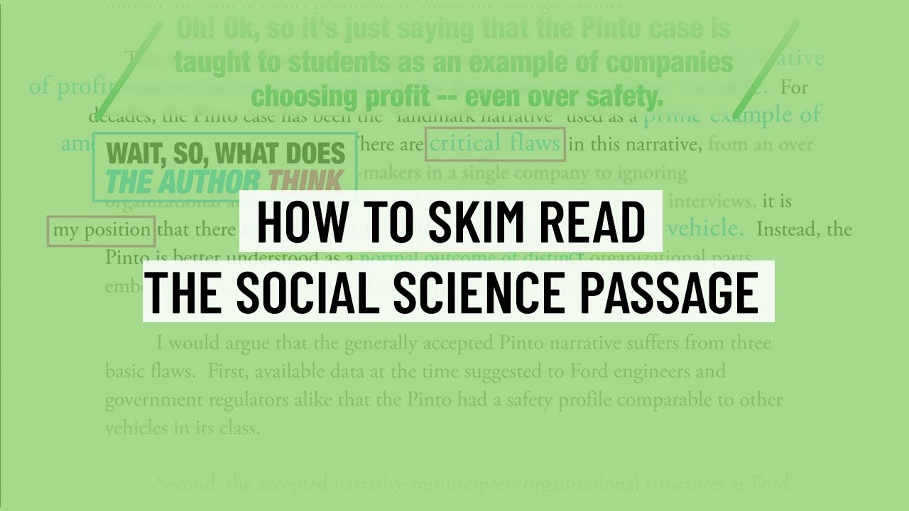 How to Skim Read the Social Science Passage - ACT/SAT Reading Passage