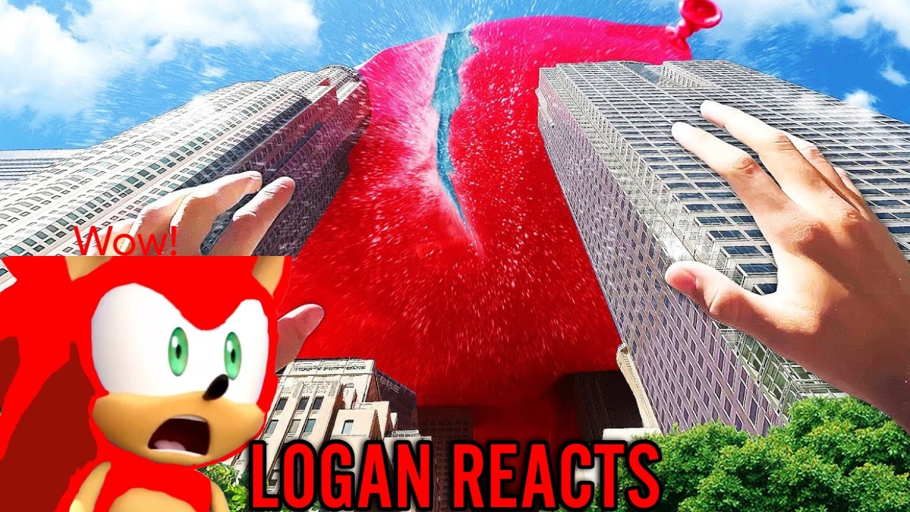 Wow so huge! Logan reacts to Giant Water Balloon