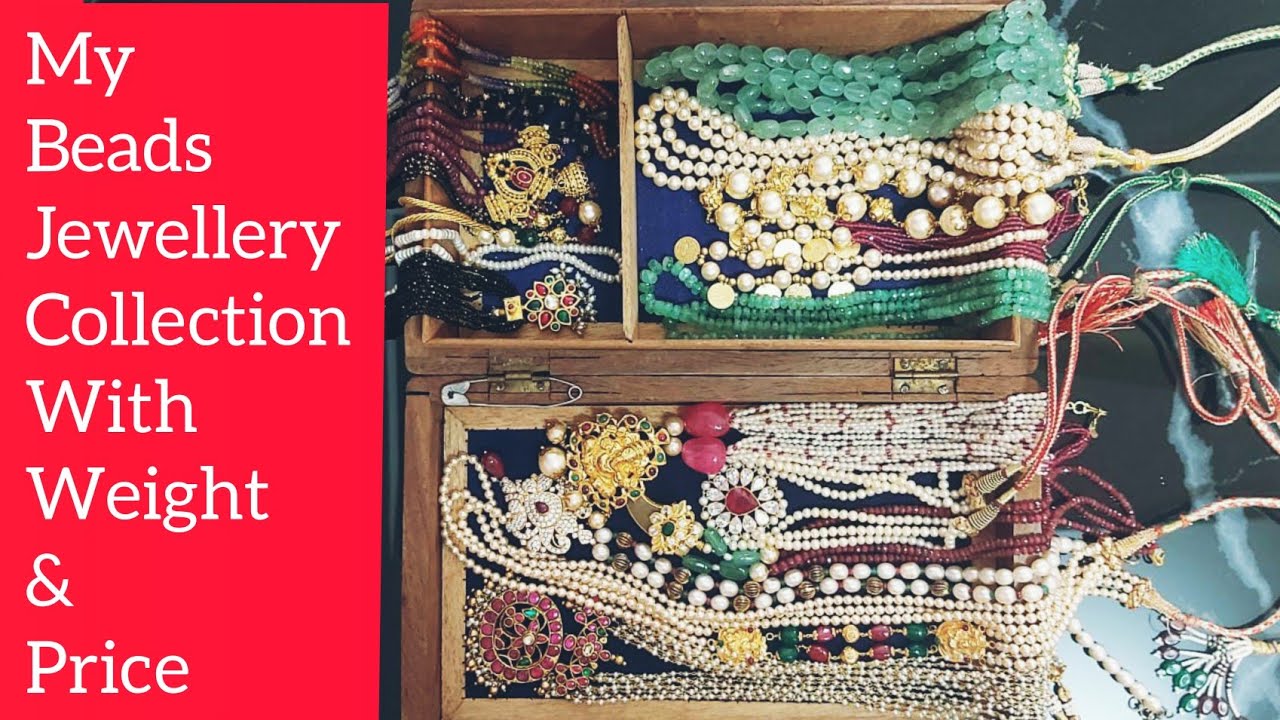 my beads jewellery collection/  Rubies,emeralds,southsea pearls,black beads kundan,nakshi goldlocket