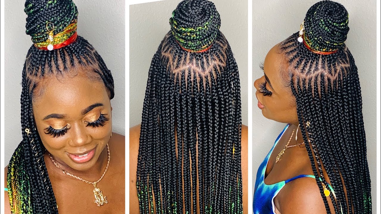 KET BRAIDS WITH RASTA COLORED ENDS FT  DIVATRESS.COM