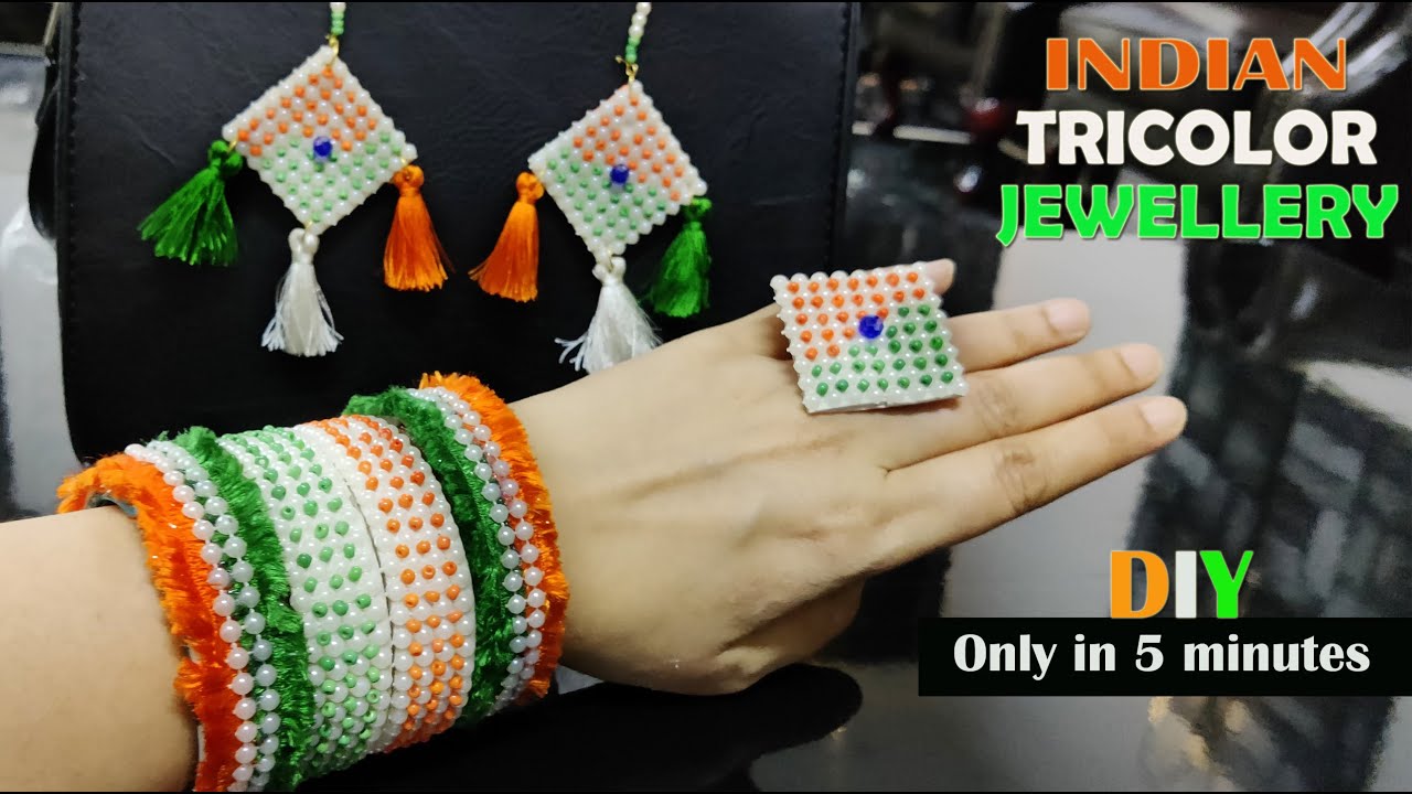 Republic day / Independence Day Jewellery DIY design l Indian Tricolor Jewellery Making at Home