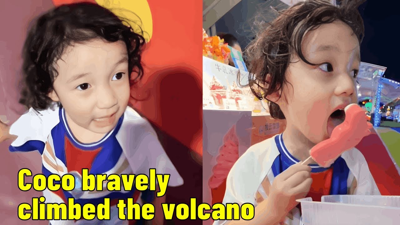 Coco bravely climbed the volcano, and her dad even bought her a Peppa Pig ice cream as a reward.