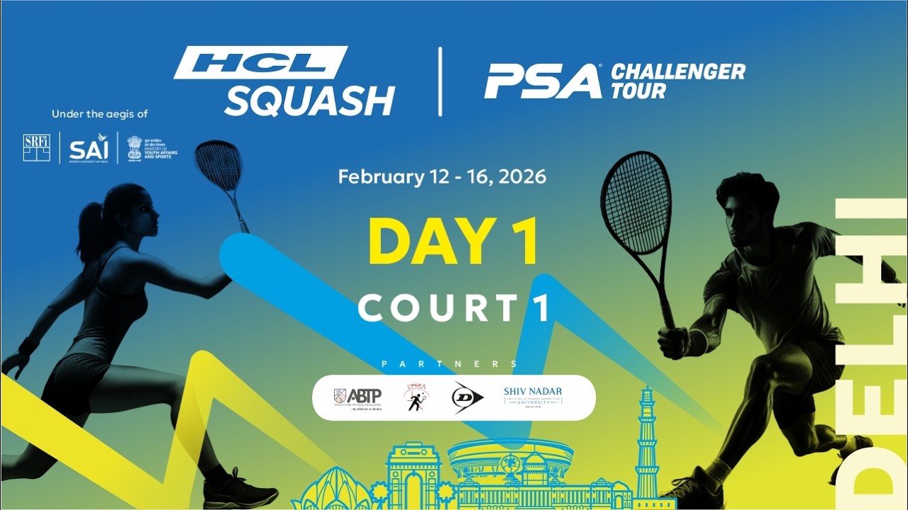 Day 1 - Court 1 - HCL Squash PSA Challenger Tour 6 - Shiv Nadar University - Greater Noida
