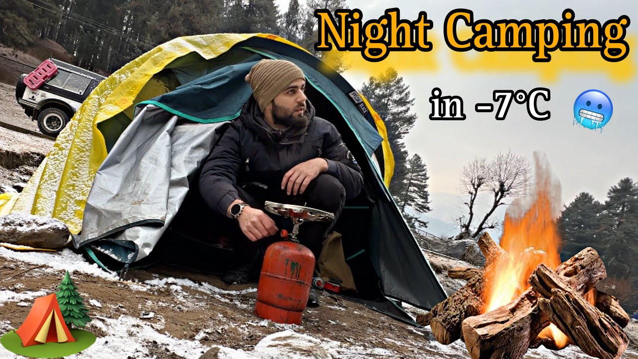 Night Camping In Rain -7°C ￼🥶 || Fresh Snowfall In Kashmir || The Umar