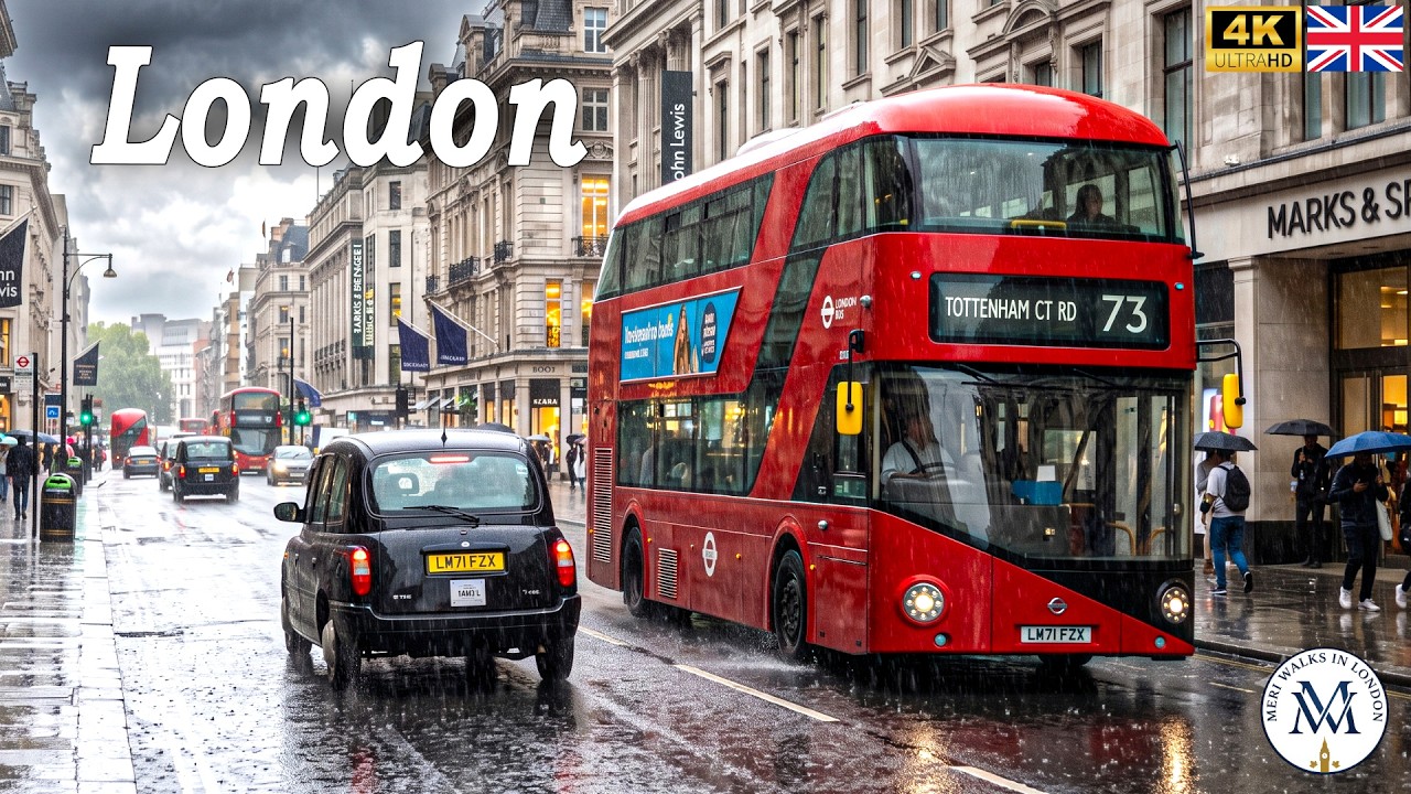 How London's Streets Look Like on a RAINY DAY | 4K HDR Walking Tour