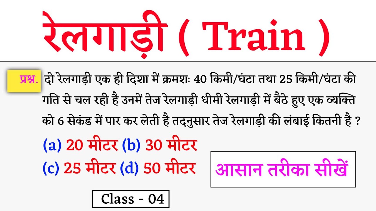 Train (रेलगाड़ी): आसान तरीका सीखें + Type Wise Questions 🔥 Class -04 | Jk Campus | Time & Distance
