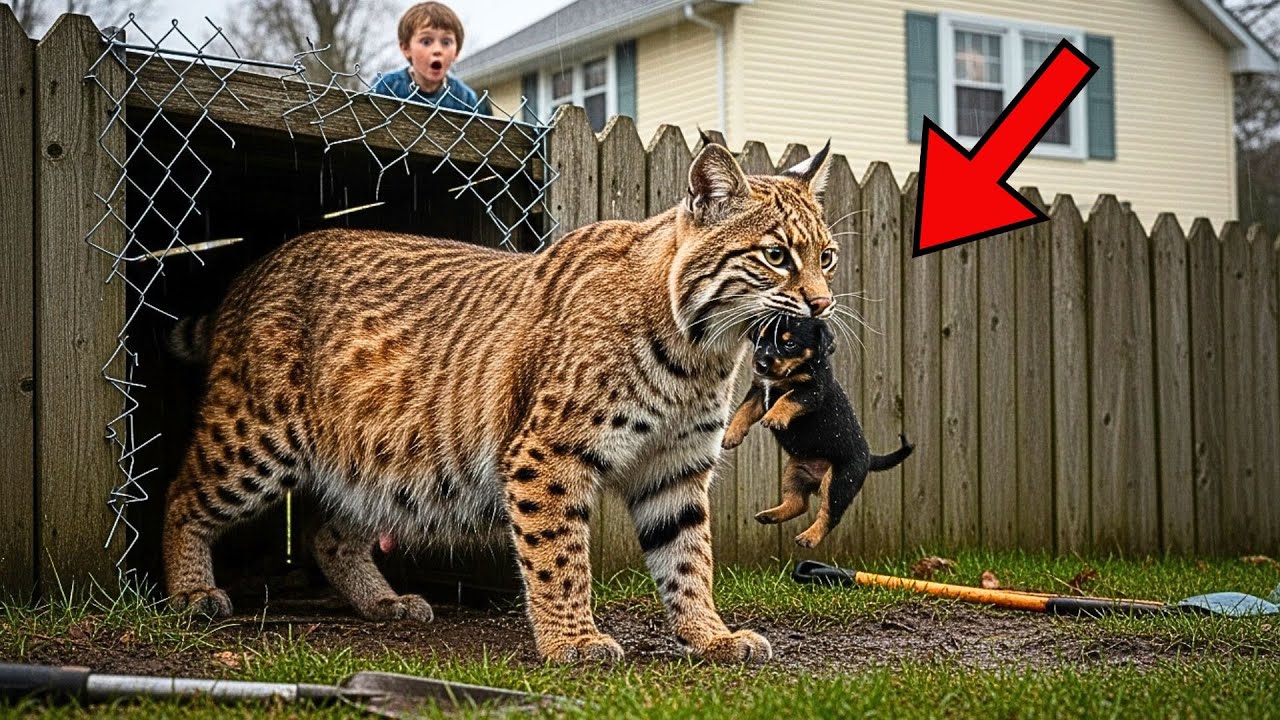 Pregnant Bobcat Seen Carrying a Puppy Through the Woods – What She Did Next SHOCKED Everyone!