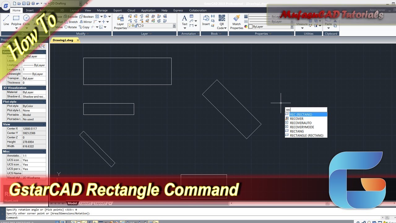 GstarCAD Rectangle Command Basic Tutorial For Beginner