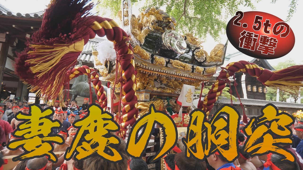 [4K]2019年令和元年 灘のけんか祭り -本宮- 妻鹿2.5tの衝撃!!（胴突き（胴付き？）を堪能する動画）