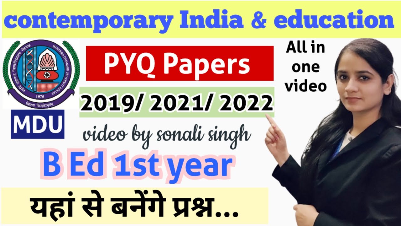 contemporary india and education b.ed|contemporary india and education previous question paper #mdu