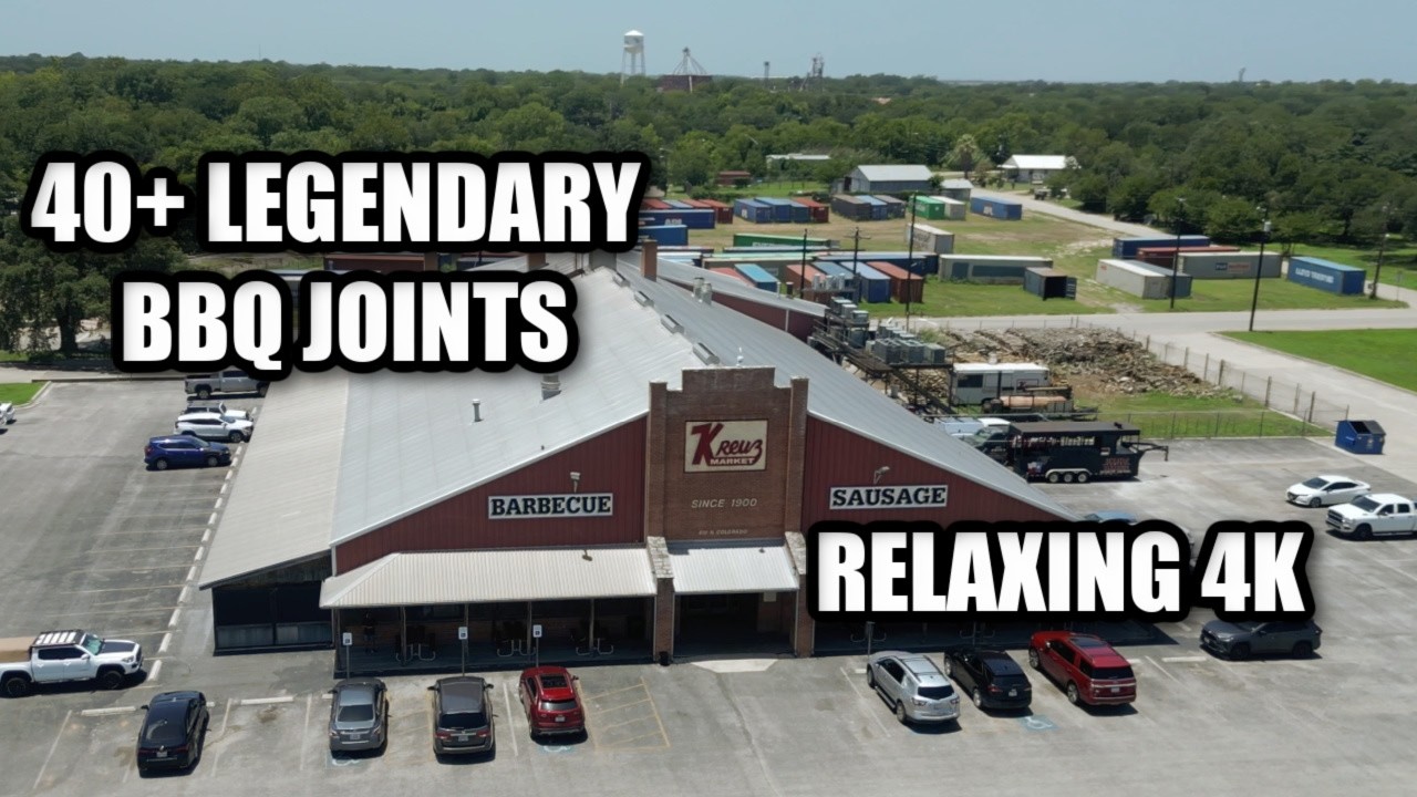 FLYING OVER BBQ JOINTS (4K UHD) Relaxing Music With Stunning Aerial Views (30 Minute Journey)