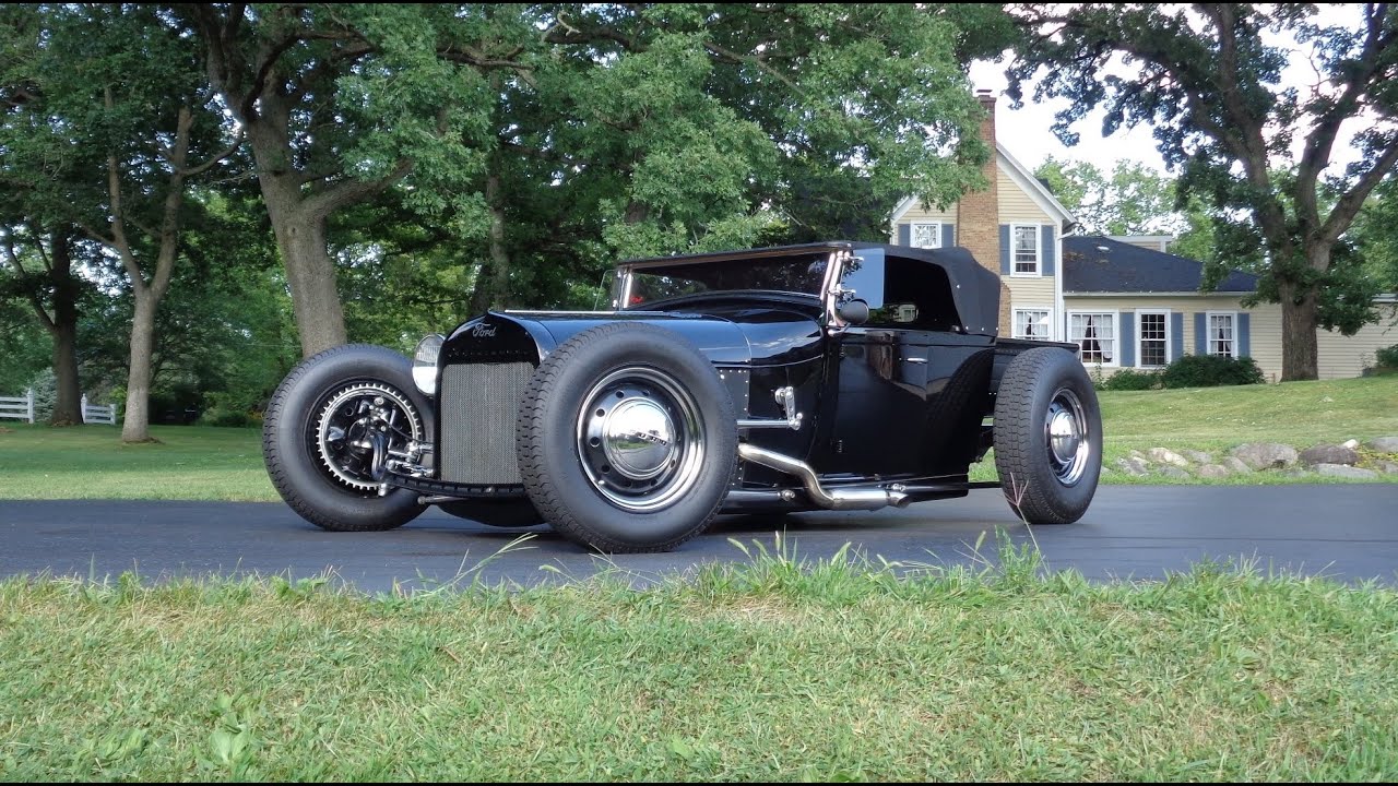1929 Ford Roadster Pickup Truck in Black & Engine Sound & Ride on My Car Story with Lou Costabile