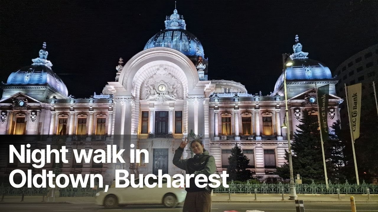 Night Walk in Bucharest Old Town | Unirii Park, Water Fountain & Filipino Food Adventure