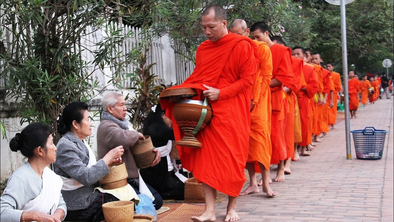 The Alms Giving Ceremony in Luang Prabang, Laos.