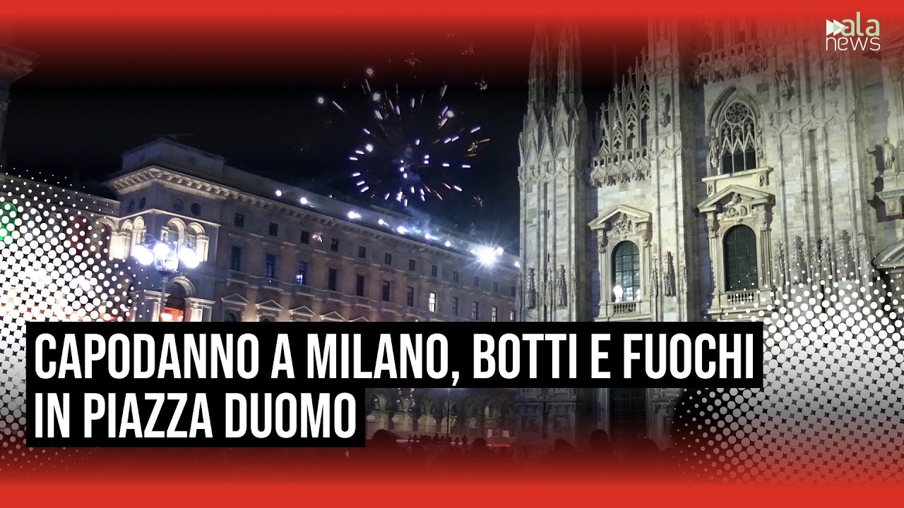 Capodanno 2026 a Milano, fuochi d'artificio e petardi fuori dai varchi d'accesso in piazza Duomo