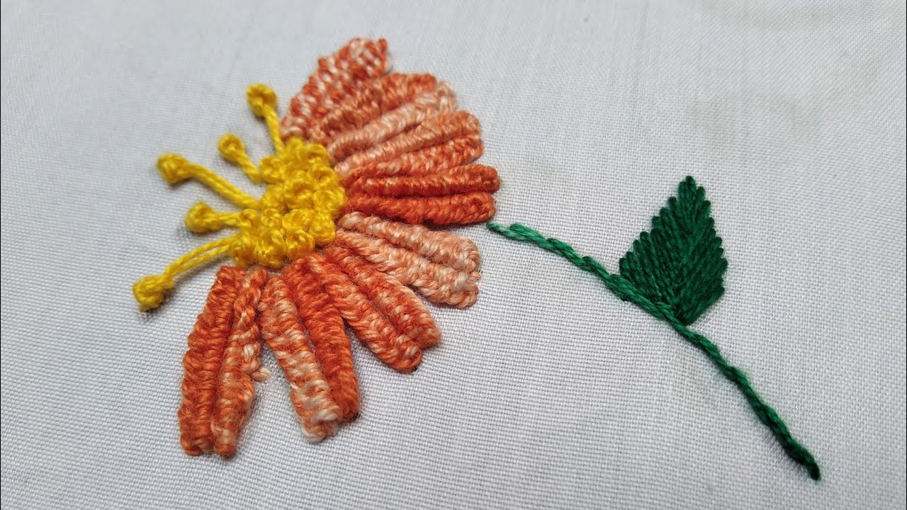 Drizzle stitch Hand Embroidery | Latest Design Flower Tutorial for beginners