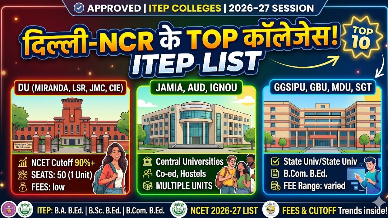 Delhi के Top 10 NCET Colleges 🔥 | ITEP NCET 2026-27 List: Fees, Cutoff & Hostel Details! #ncet2026