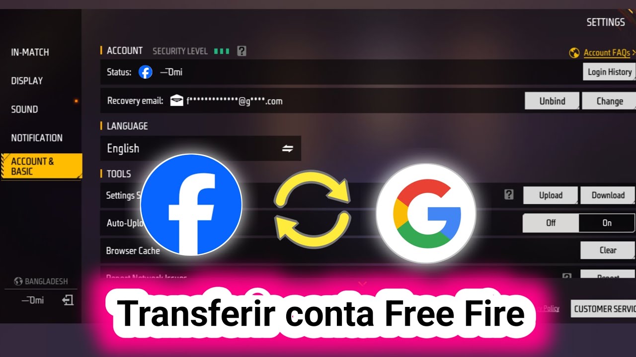 Como Transferir Conta Do Free Fire Facebook Para O Google | FF ID Vincular FB ao Gmail