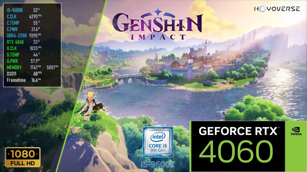 Genshin Impact on RTX 4060 | i5-9600K | MSI Z390 A-Pro | GeForce RTX 4060 8GB | 1080p | High Setting