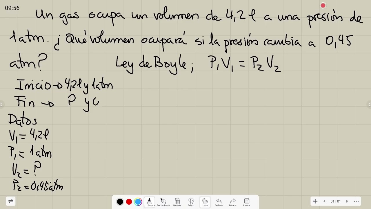 Ejercicio simple de aplicación de la ley de Boyle