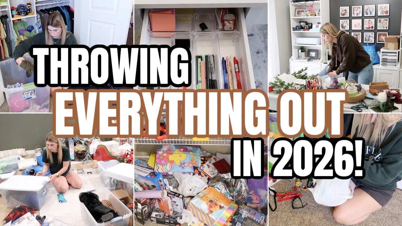 THROWING EVERYTHING OUT IN 2026 | DECLUTTERING, ORGANIZING & DEEP CLEANING | Whole House Declutter