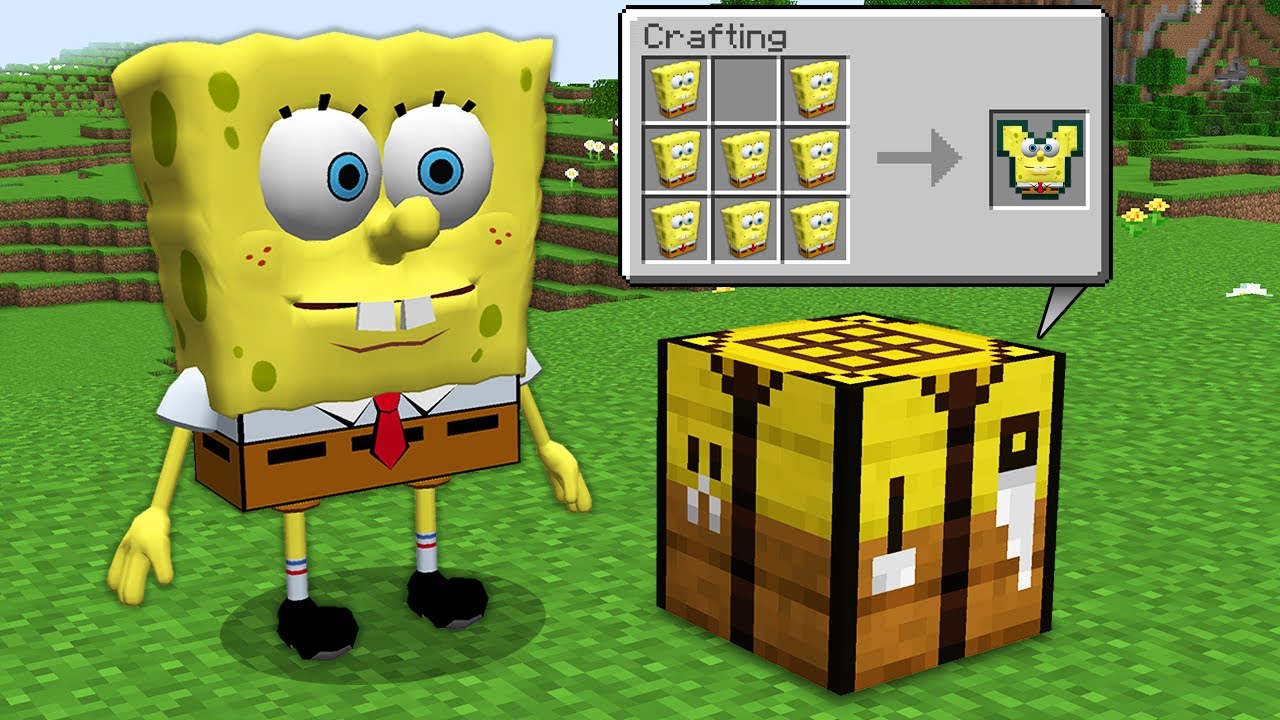 Only on SPONGEBOB  CRAFTING TABLE YOU CAN CRAFT SECRET SQUAREPANTS ITEMS in Minecraft!