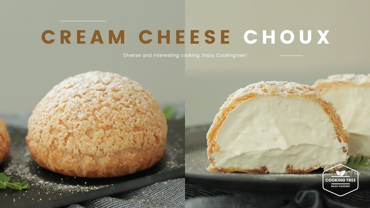 크림이 가득!ღ'ᴗ'ღ크림치즈 쿠키슈 만들기:Cream cheese Cookie Choux(Cream puff) Recipe-Cooking tree 쿠킹트리*Cooking ASMR