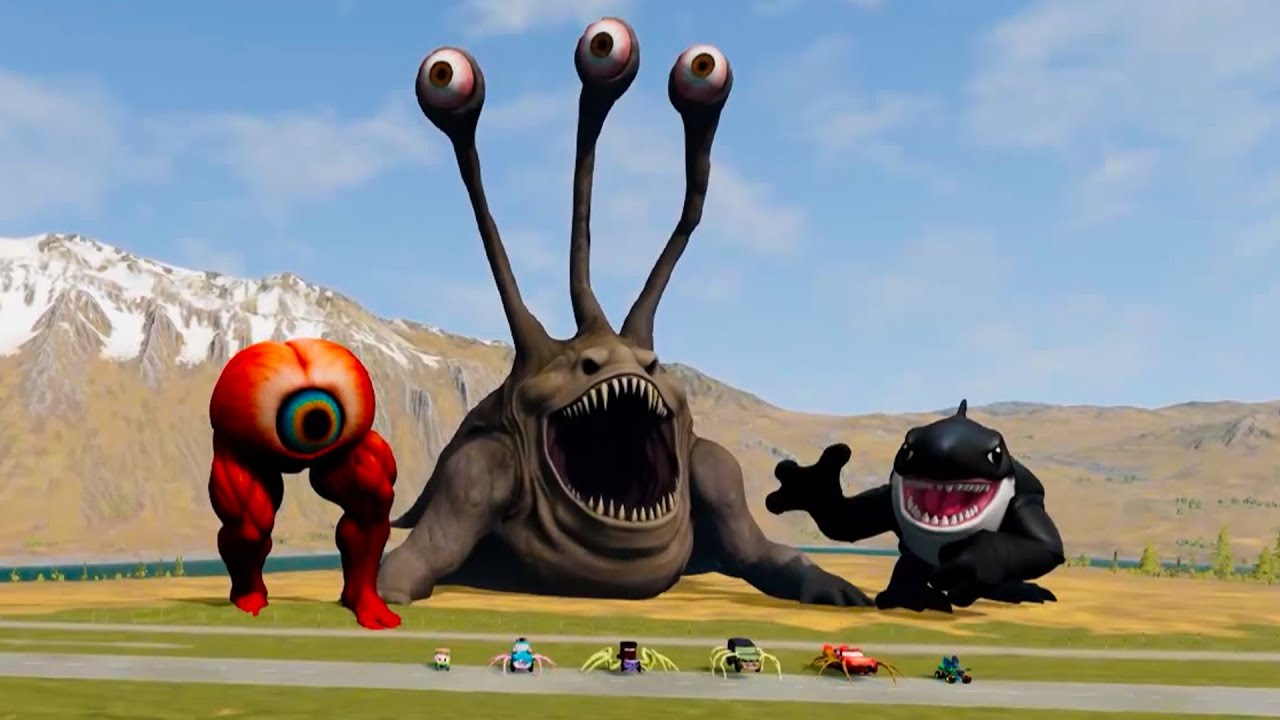 ALL MONSTERS Big & Small Cars with NEW HYDRA WE SWAM & BUS EATER & CAR EATER – BeamNG Drive