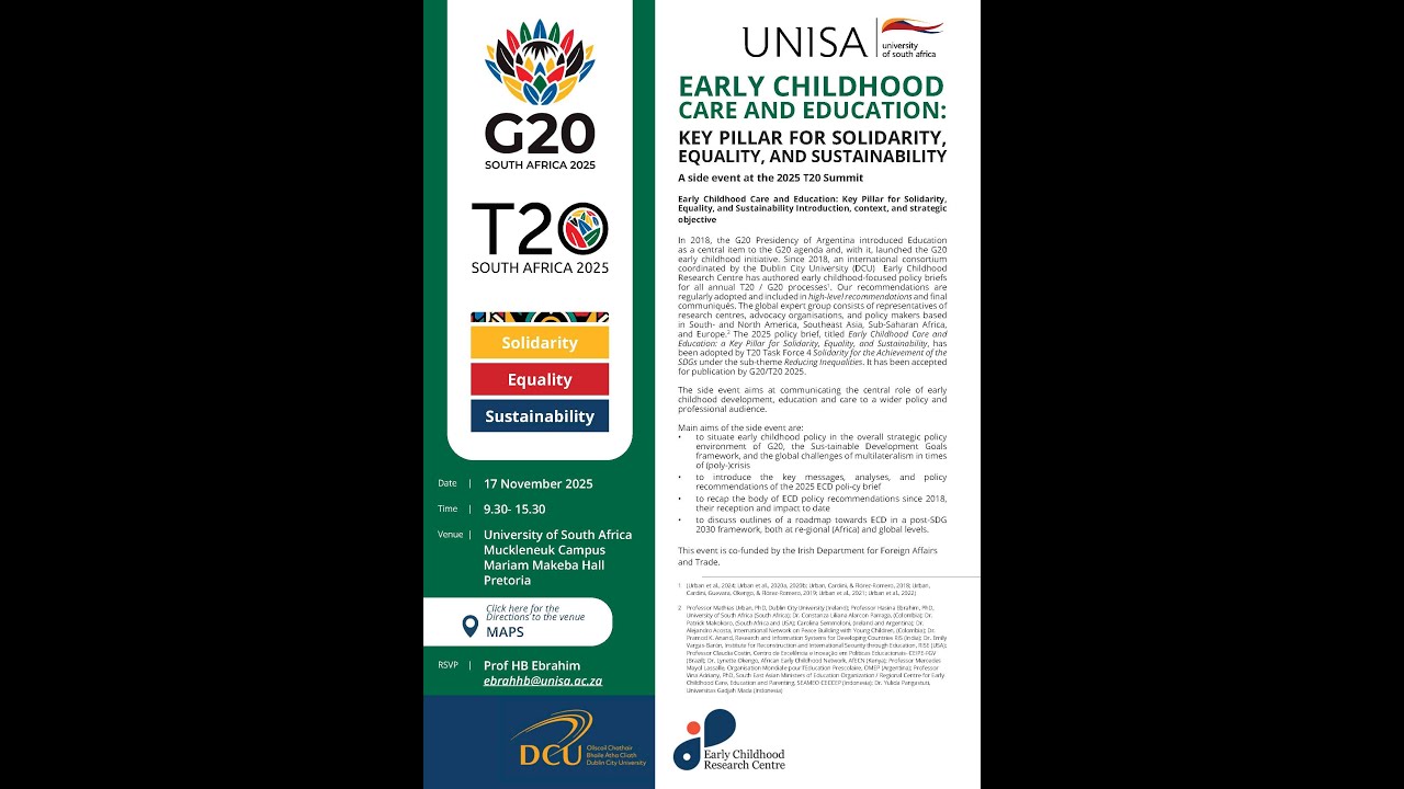 Early Childhood Care and Education: Key Pillar for Solidarity, Equality and Sustainability