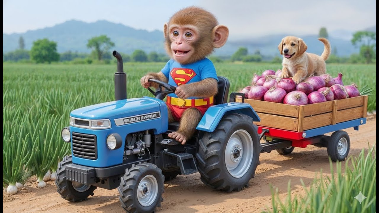 Monkey SuSi’s Onion Harvest Turns Into Chaos When He Rescues a Puppy from Train Tracks! 😱🐶