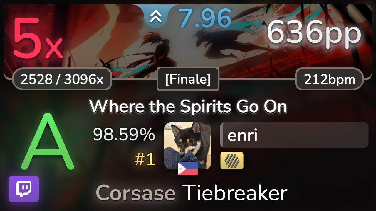 🔴 8.0⭐ enri | polysha - Where the Spirits Go On [Finale] +HD 98.59% | #1 | 636pp 5❌ - osu!