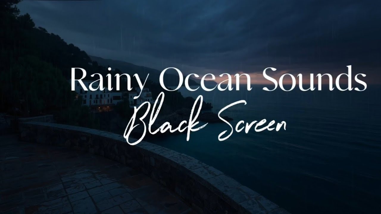 Mediterranean Rain at Sunset 🌊 Cozy Terrace Overlooking a Peaceful Cove  Sleep & Relaxation Ambience