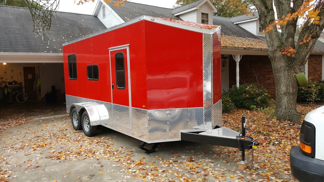 Cargo Trailer to Tiny House Queen Size Bed Frame and 50 Gallon Fresh Water Tank Install
