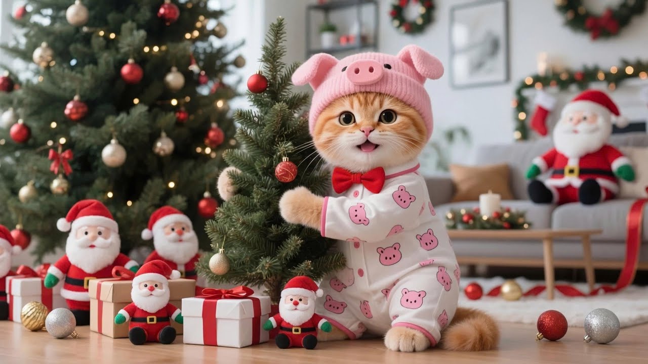 Say Bye To Christmas With Adorable Ginger Kitten And Mama Cat 🎄🐾
