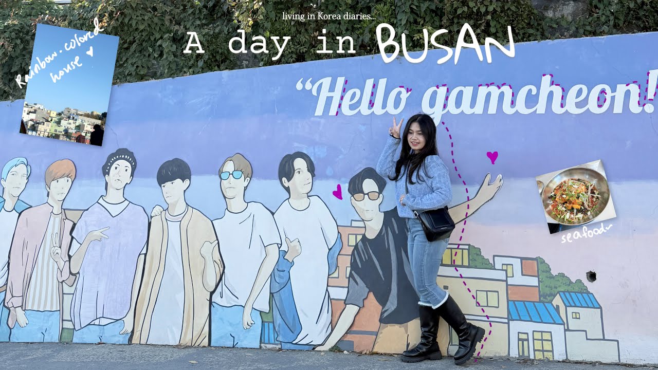 A day in BUSAN 💜 GRWM🚗, Songdo Beach & Gamcheon Culture Village (I came just for BTS’s mural!!  ㅎㅎ) 