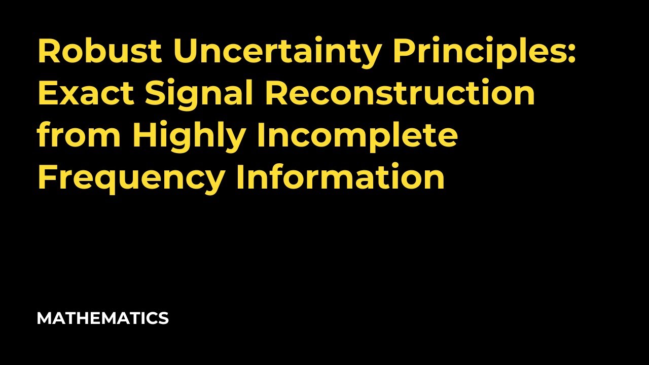 Robust Uncertainty Principles: Exact Signal Reconstruction from Highly Incomplete Frequency Info