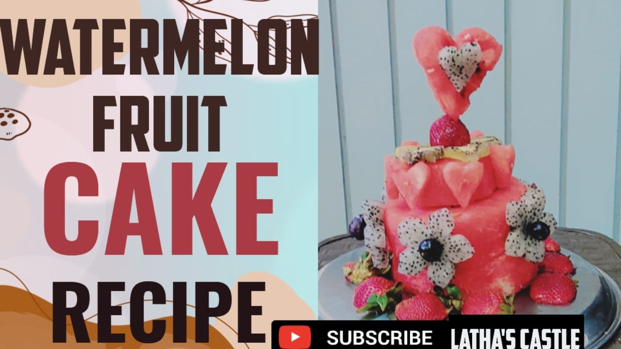 தர்பூசணி பழ கேக் செய்முறை - DIY Watermelon Fruit cake Recipe -