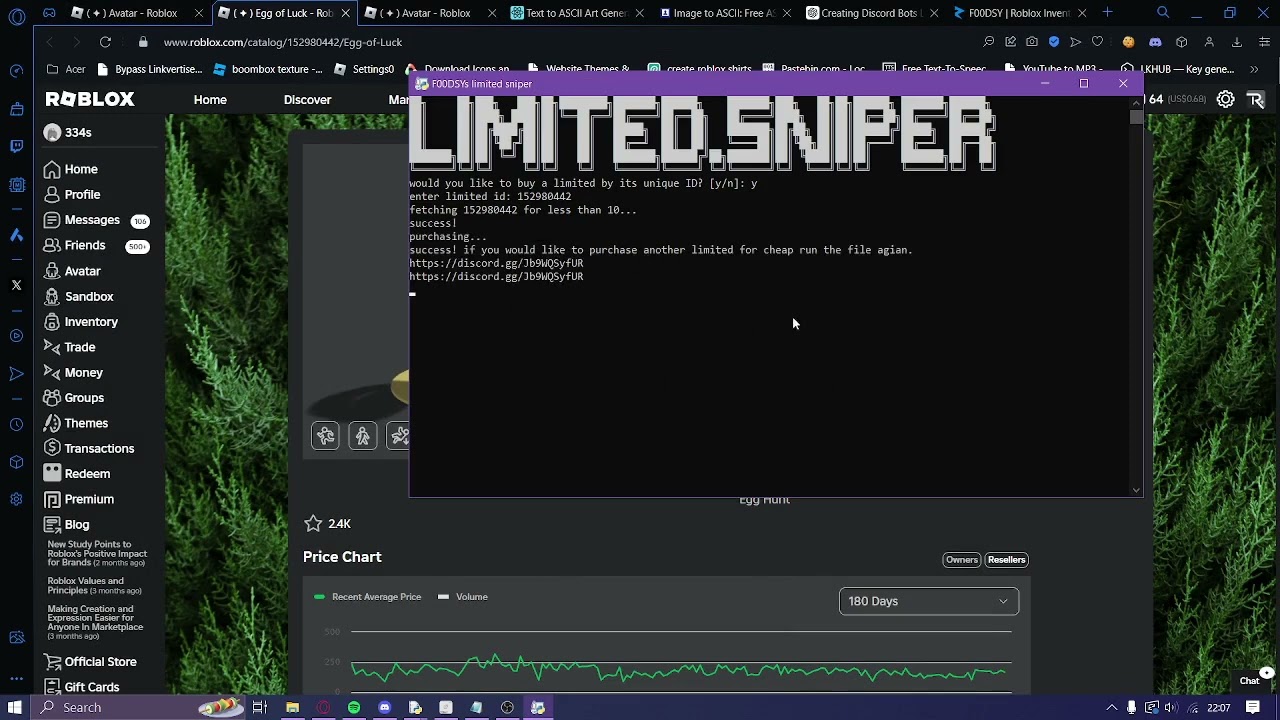 ROBLOX FREE LIMITED SNIPE BOT