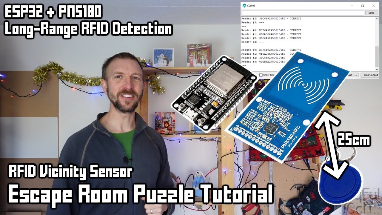 Long-range RFID Vicinity Sensor Christmas Escape Room Puzzle Tutorial using PN5180 and ESP32