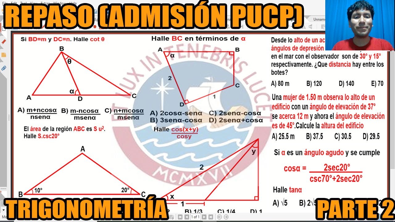 REPASO ADMISION PUCP TRIGONOMETRIA PARTE 2 (RAZONES TRIGONOMÉTRICAS DE UN ANGULO AGUDO)