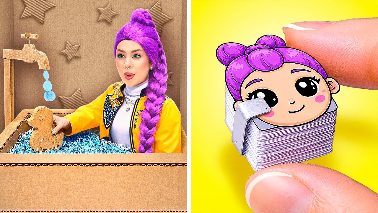 ¿Baño de Cartón de Tamaño Completo? 🛁💜 *¿Artesanías de Cartón Huntrix Kpop Grandes o Mini?*