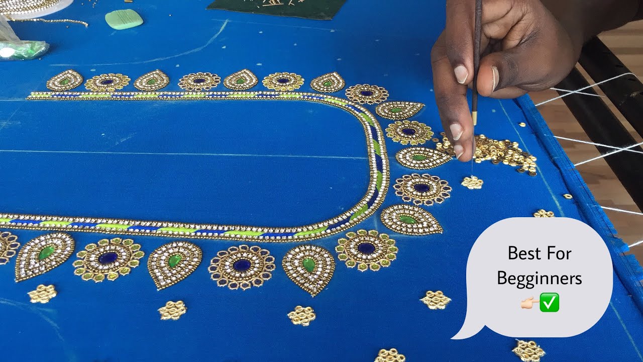 Beautifull Aari Work For Pattu Saree || Tutorials For Beginners || SAK CREATIONS